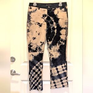 Spectacular DKNY Jeans Size 7 Acid Wash Tie Dye Leather Pants